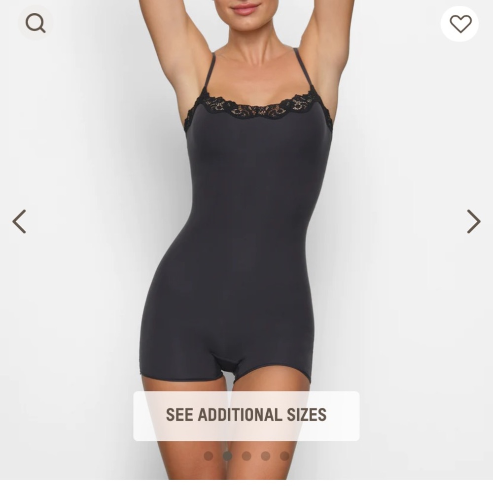SKIMS Black Lace Trim Bodysuit